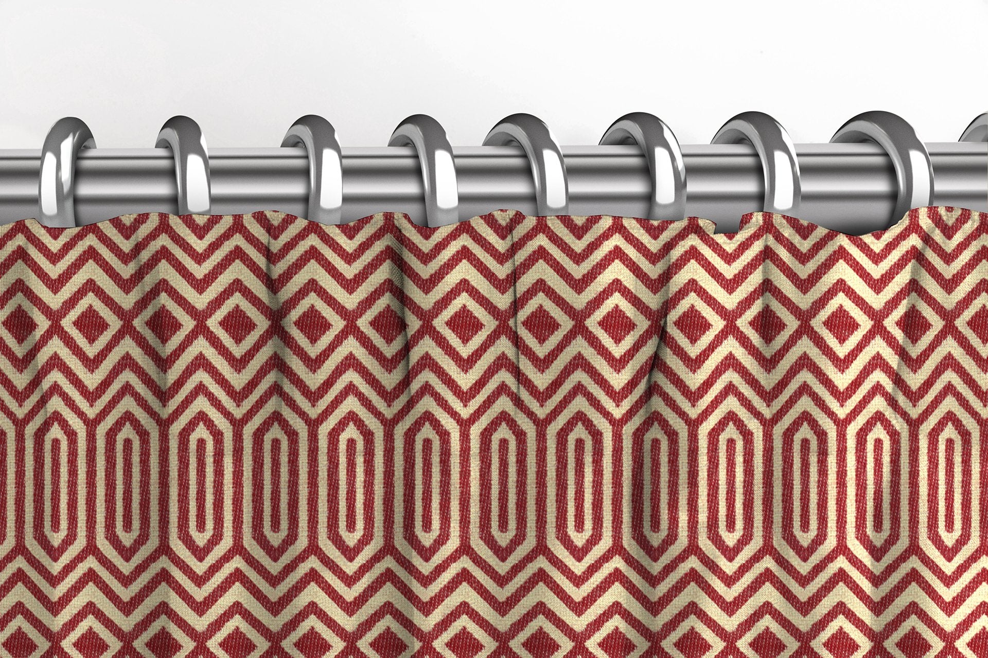 McAlister Textiles Colorado Geometric Red Curtains Tailored Curtains 