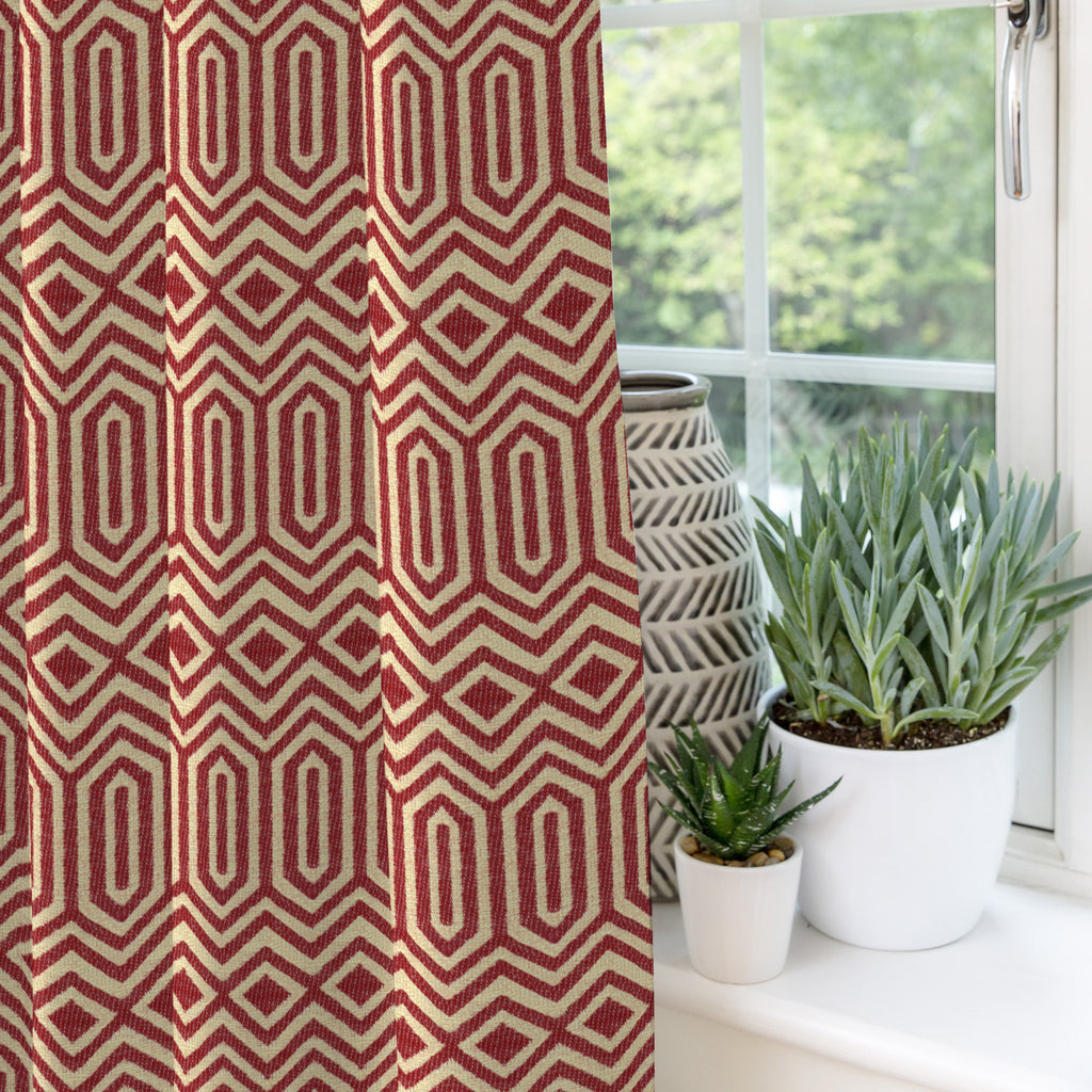 McAlister Textiles Colorado Geometric Red Curtains Tailored Curtains 116cm(w) x 182cm(d) (46" x 72") 