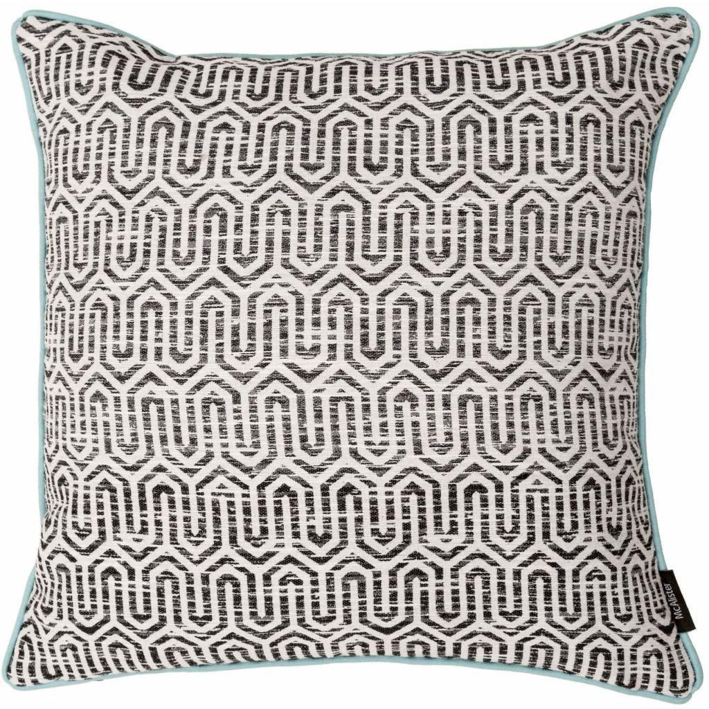 McAlister Textiles Costa Rica Black + White Abstract Cushion Cushions and Covers Polyester Filler 43cm x 43cm 