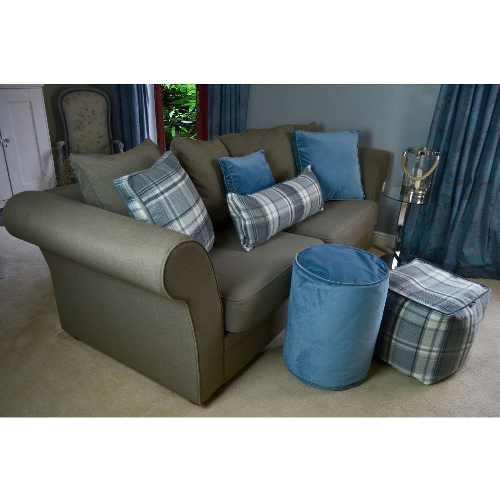 McAlister Textiles Deluxe Tartan Charcoal Grey 66cm x 66cm Floor Cushion Floor Cushions 