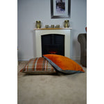 Load image into Gallery viewer, McAlister Textiles Deluxe Tartan Burnt Orange + Grey 66cm x 66cm Floor Cushion Floor Cushions 
