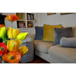 Load image into Gallery viewer, McAlister Textiles Deluxe Large Velvet Grey + Yellow Box Cushion 50cm x 50cm x 5cm Box Cushions 
