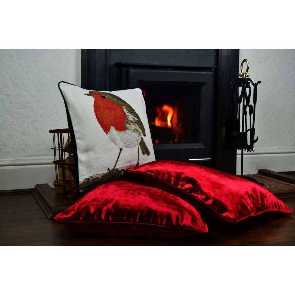 McAlister Textiles Wine Red Crushed Velvet Cushions Cushions and Covers