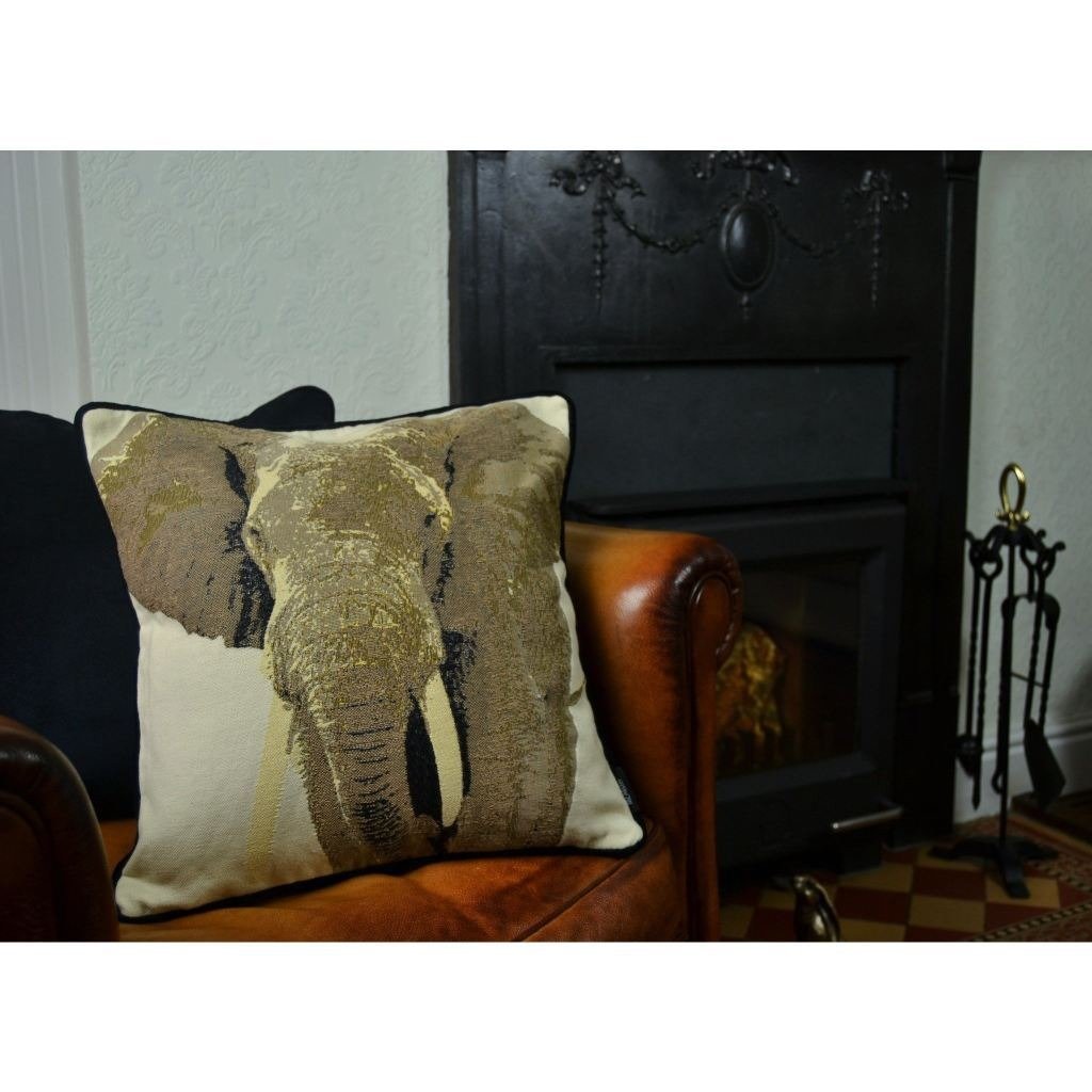 McAlister Textiles Tapestry Grey Elephant Cushion Cushions and Covers 