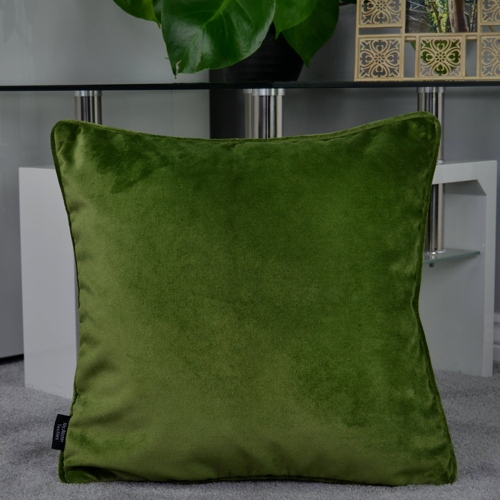 McAlister Textiles Matt Fern Green Velvet Cushion Cushions and Covers 