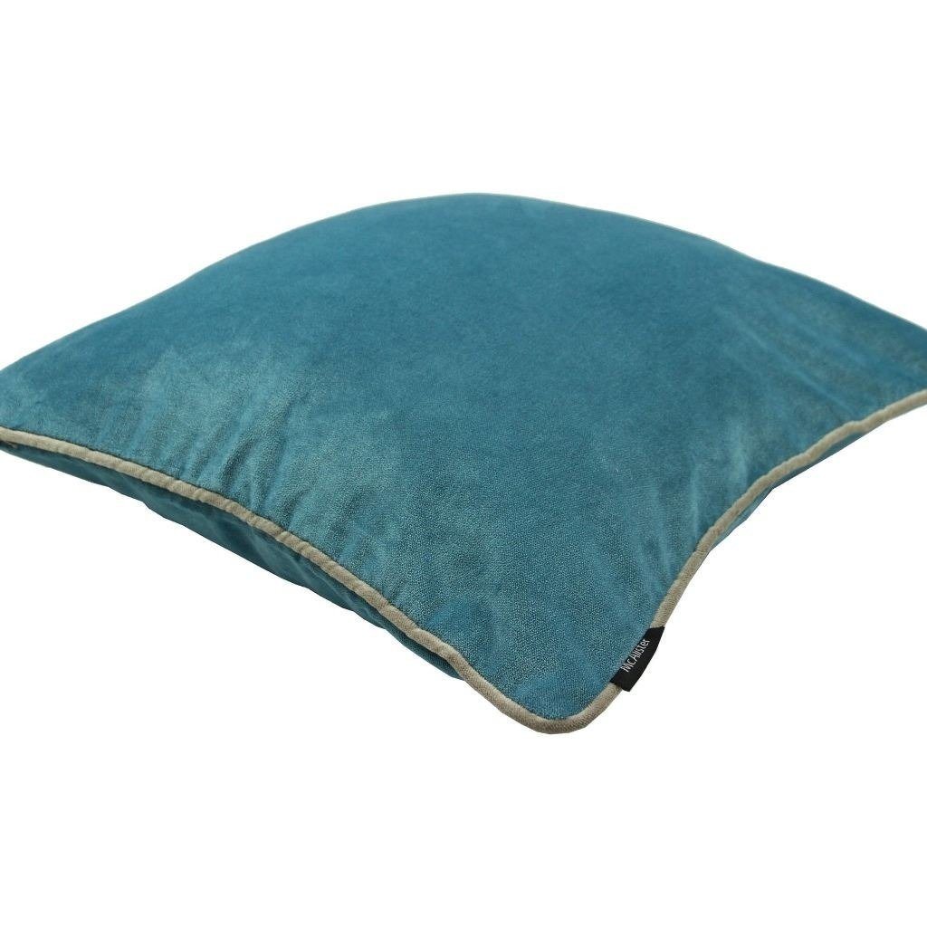 Matt Duck Egg Blue Contrast Piped Velvet Cushion – Mcalister Trade