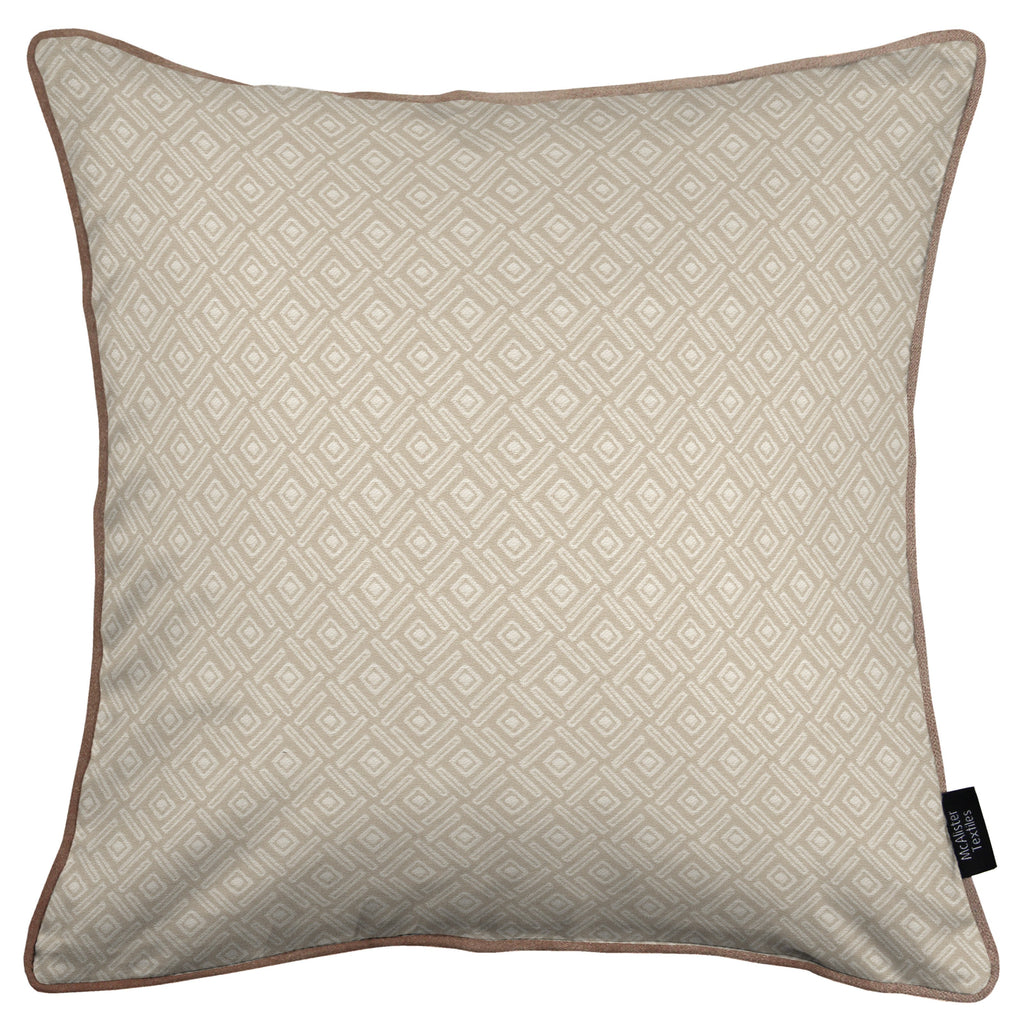 McAlister Textiles Elva Geometric Beige Grey Cushion Cushions and Covers Cover Only 43cm x 43cm 