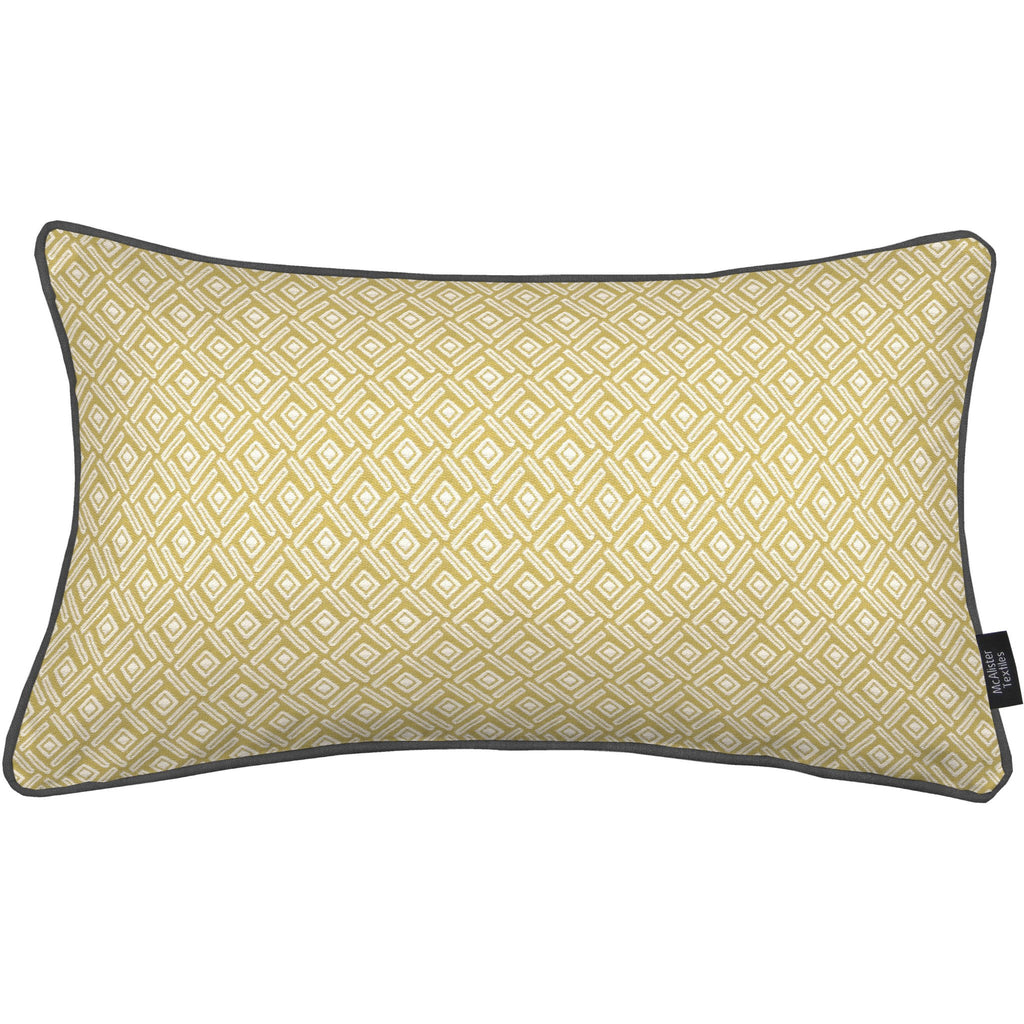McAlister Textiles Elva Geometric Ochre Yellow Cushion Cushions and Covers Cover Only 50cm x 30cm 
