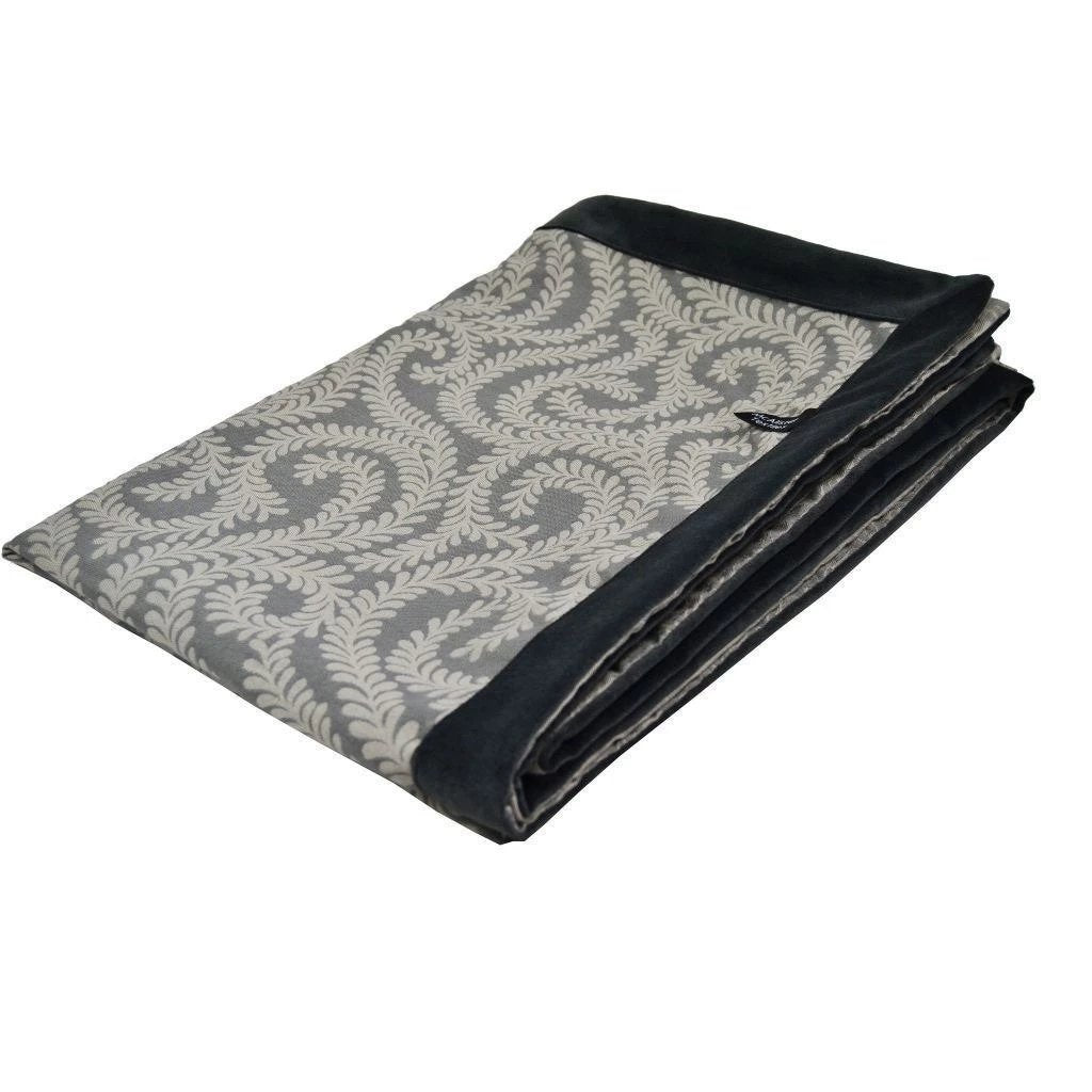 McAlister Textiles Little Leaf Charcoal Grey Throws & Runners Throws and Runners Regular (130cm x 200cm) 