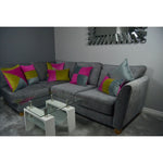 Load image into Gallery viewer, McAlister Textiles Square Patchwork Velvet Pink + Grey Cushion Cushions and Covers 
