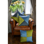 Load image into Gallery viewer, McAlister Textiles Square Patchwork Velvet Blue + Green Cushion Cushions and Covers 
