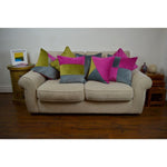 Load image into Gallery viewer, McAlister Textiles Straight Patchwork Velvet Pink, Green + Grey Cushion Cushions and Covers 
