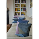 Load image into Gallery viewer, McAlister Textiles Triangle Patchwork Velvet Blue, Purple + Grey Cushion Cushions and Covers 
