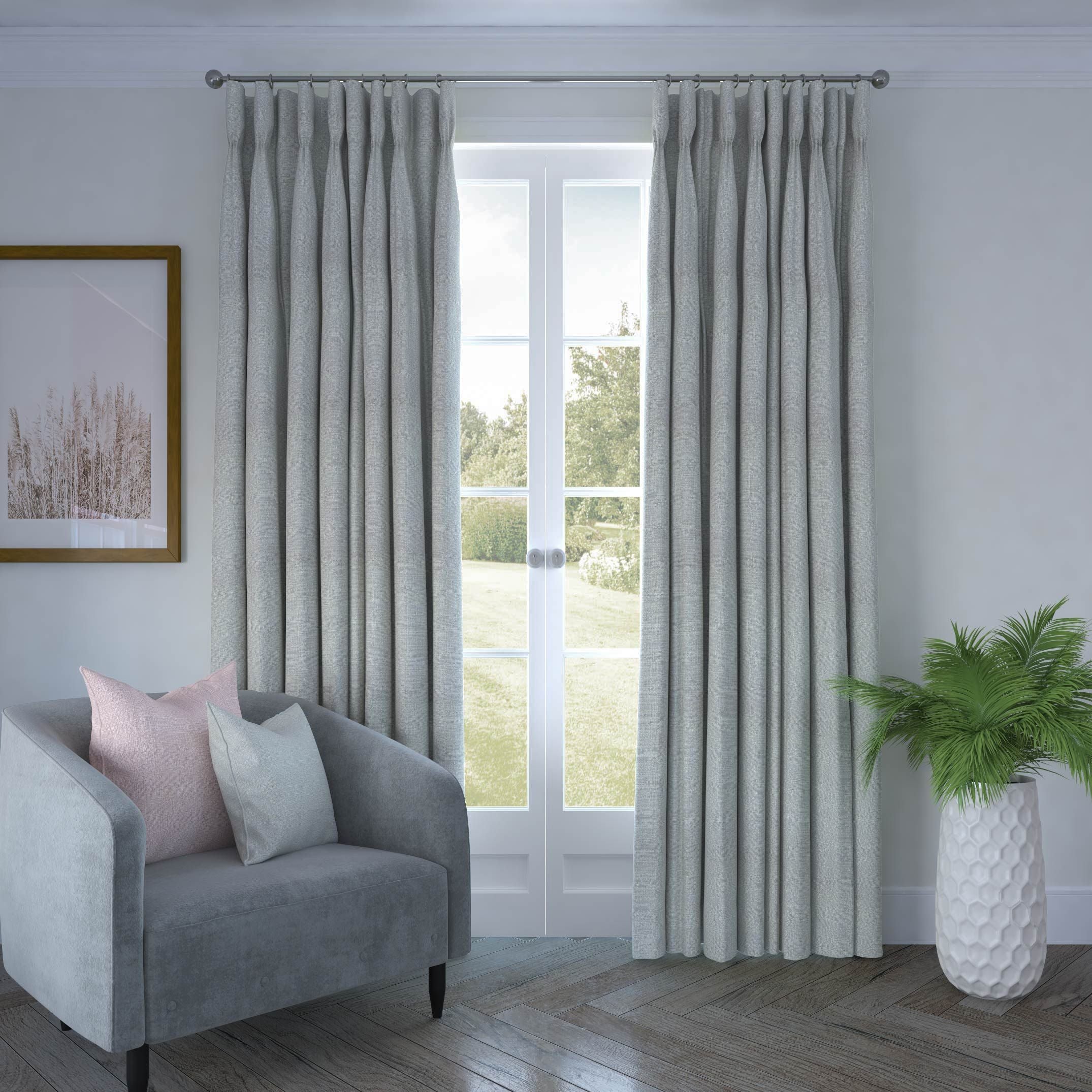 Harmony Linen Blend Dove Grey Textured Curtains