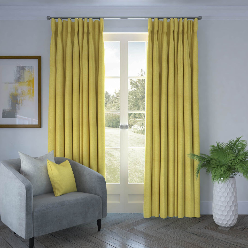 Harmony Linen Blend Ochre Textured Curtains