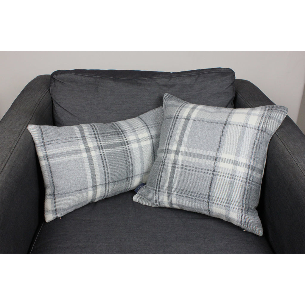 McAlister Textiles Heritage Charcoal Grey Tartan Cushion Cushions and Covers 