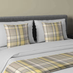 Load image into Gallery viewer, McAlister Textiles Heritage Yellow + Grey Tartan Bedding Set Bedding Set Runner (50x240cm) + 2x Cushion Covers 
