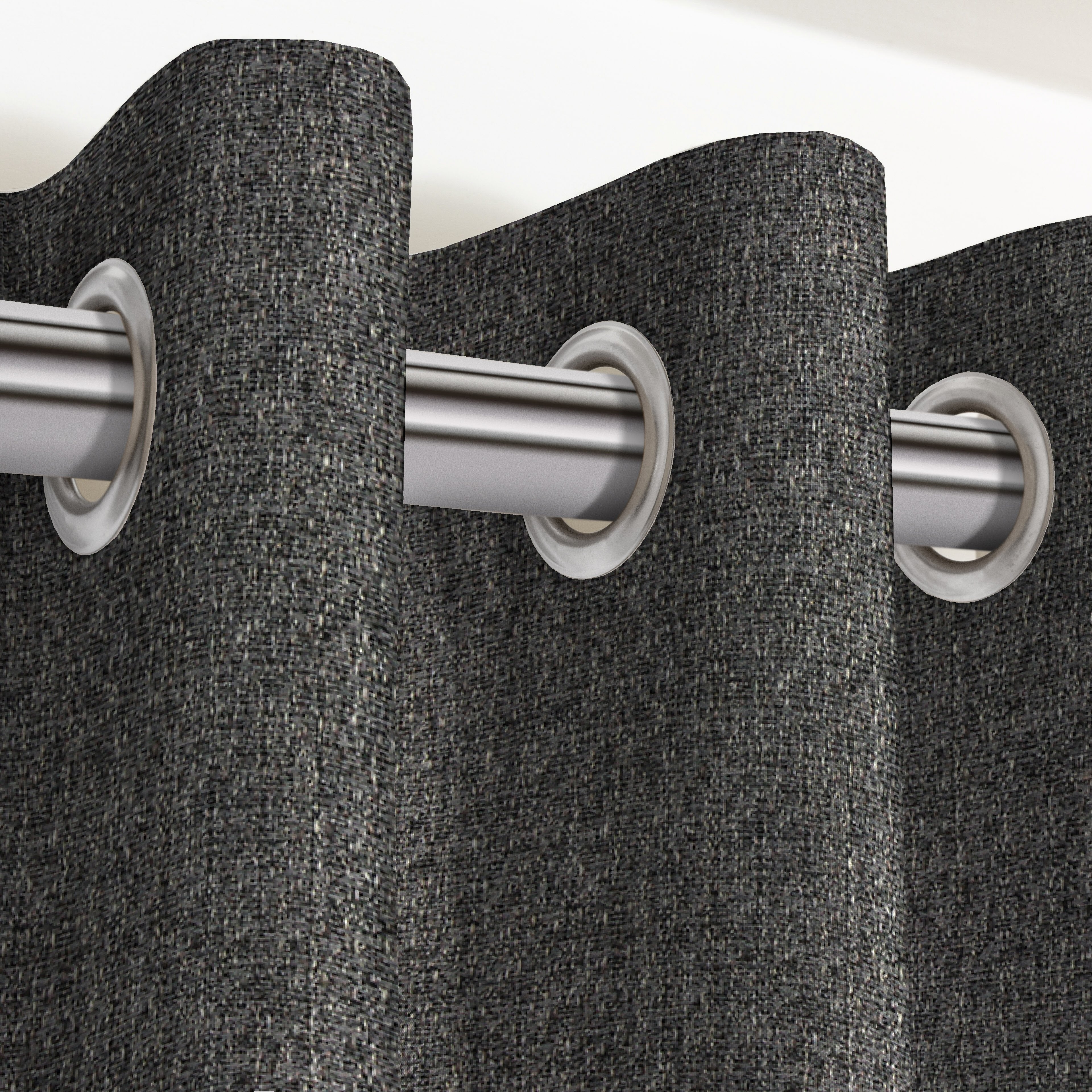 McAlister Textiles Highlands Textured Plain Charcoal Grey Curtains Tailored Curtains 116cm(w) x 137cm(d) (46" x 54") 