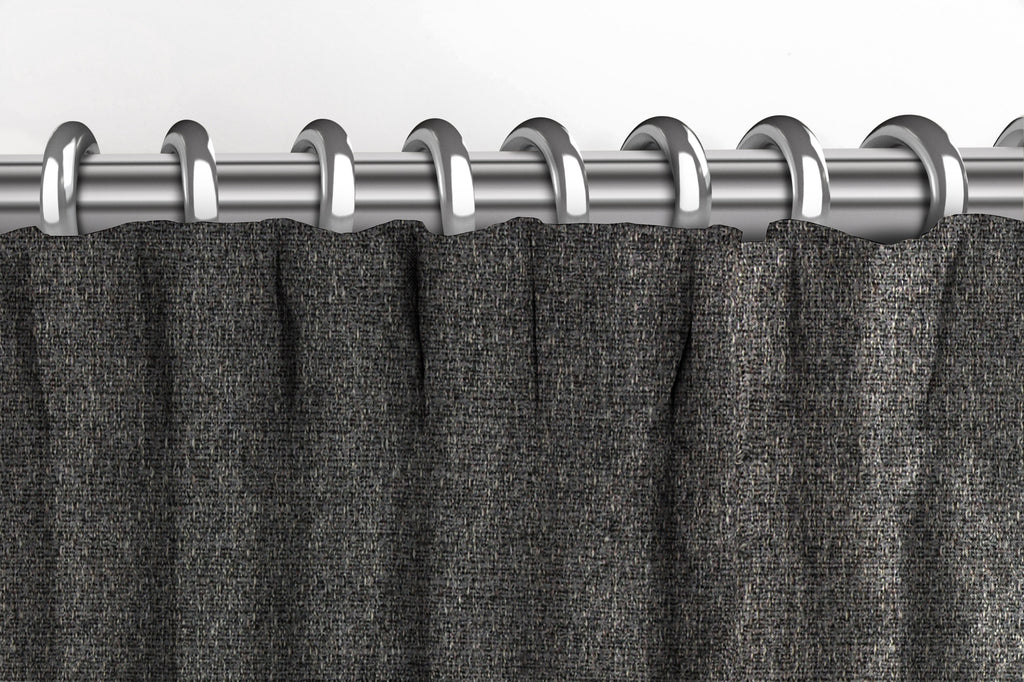 McAlister Textiles Highlands Textured Plain Charcoal Grey Curtains Tailored Curtains 