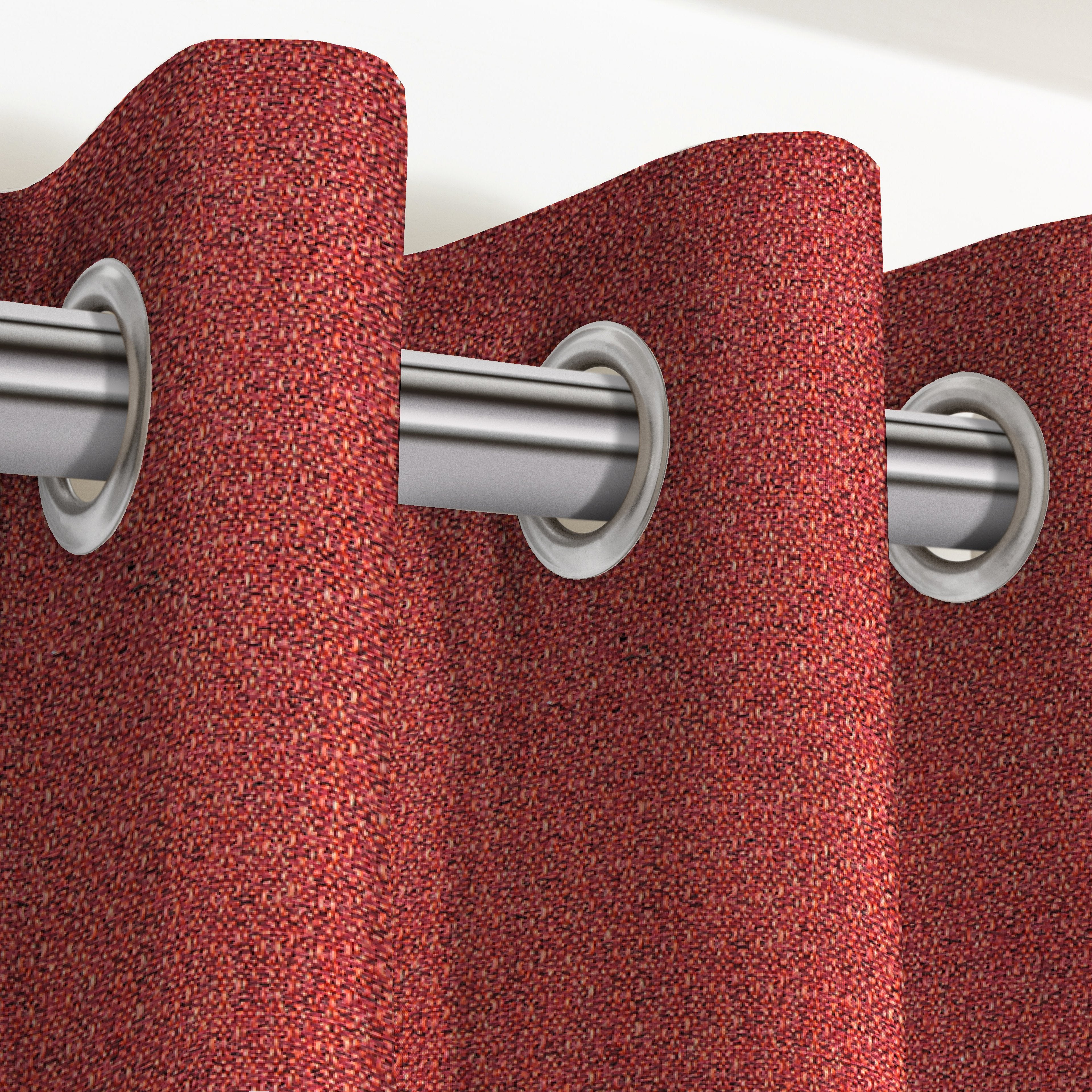 McAlister Textiles Highlands Textured Plain Red Curtains Tailored Curtains 116cm(w) x 137cm(d) (46" x 54") 