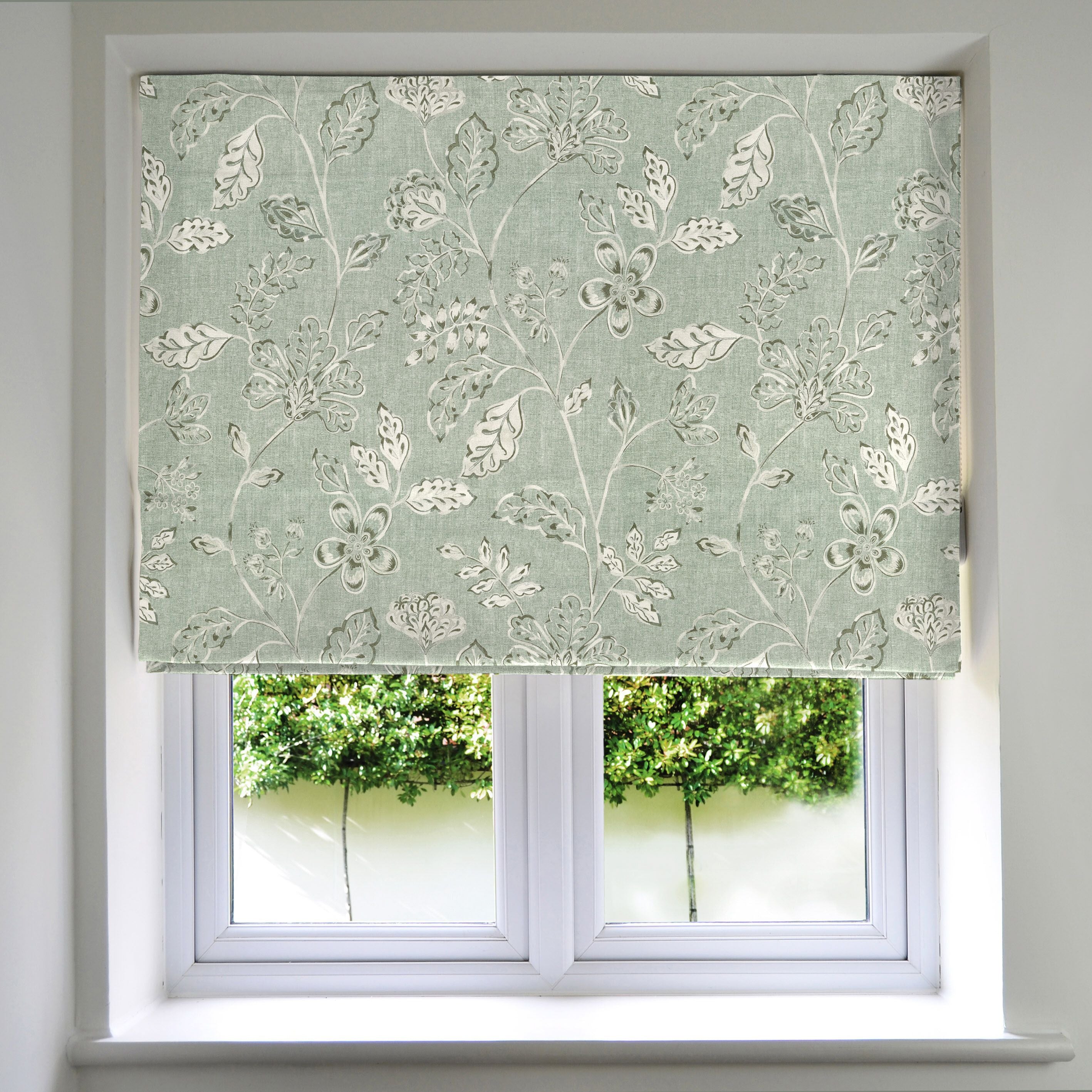 McAlister Textiles Eden Duck Egg Blue Printed Roman Blind Roman Blinds Standard Lining 130cm x 200cm 