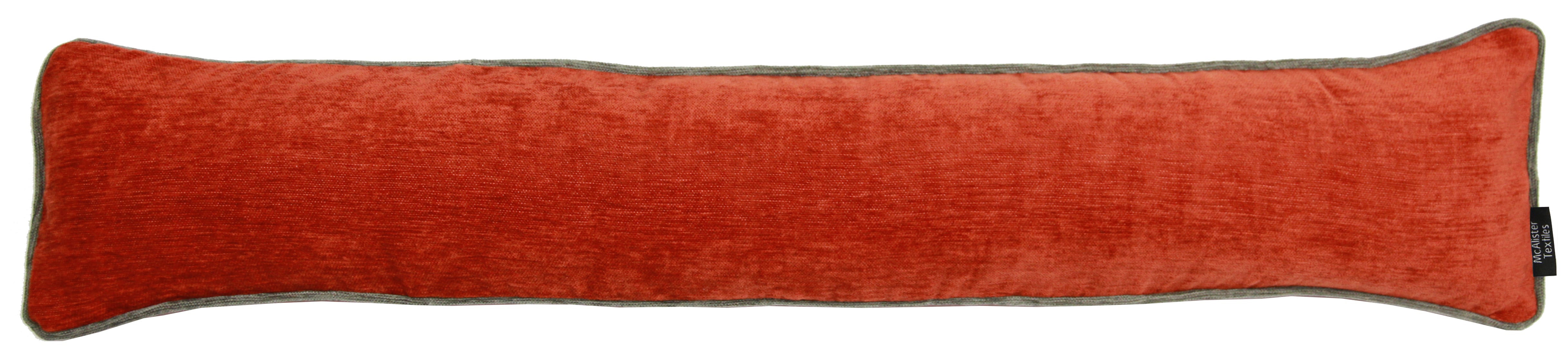 Plain Chenille Contrast Piped Burnt Orange + Grey Draught Excluder