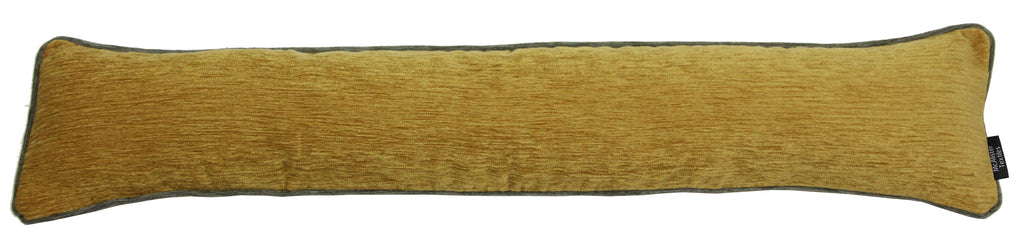 Plain Chenille Contrast Piped Yellow + Grey Draught Excluder