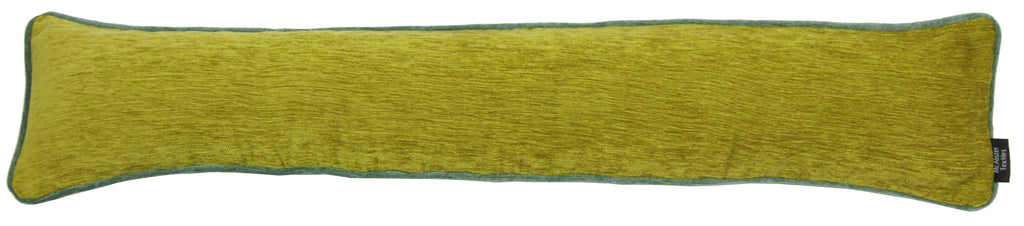Plain Chenille Contrast Piped Green + Duck Egg Blue Draught Excluder