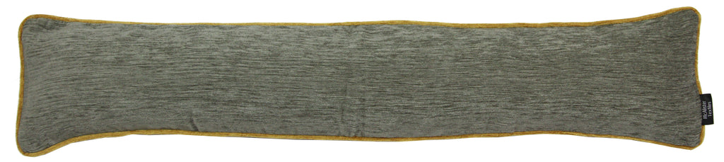 Plain Chenille Contrast Piped Grey + Yellow Draught Excluder