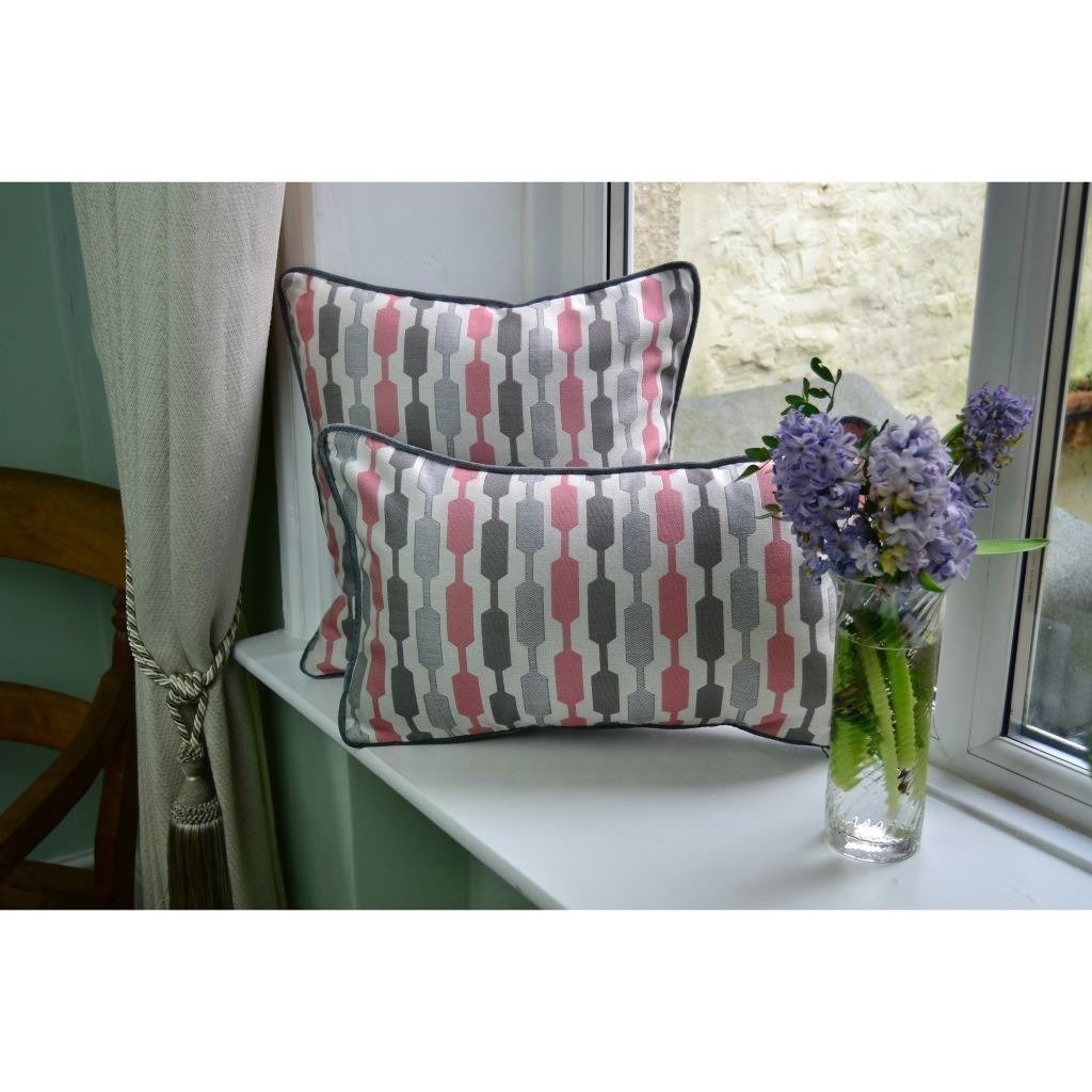 McAlister Textiles Lotta Blush Pink + Grey Cushion Cushions and Covers