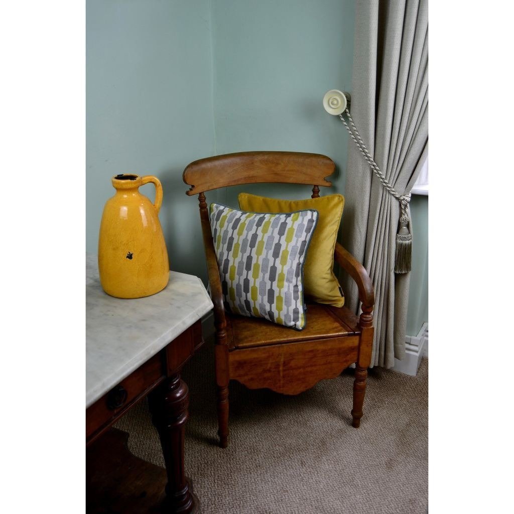 McAlister Textiles Lotta Ochre Yellow + Grey Cushion Cushions and Covers