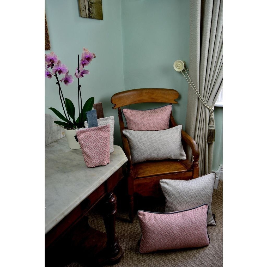 McAlister Textiles Elva Geometric Beige Grey Cushion Cushions and Covers 