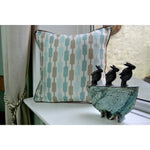 Load image into Gallery viewer, McAlister Textiles Lotta Duck Egg Blue + Brown Cushion Cushions and Covers 
