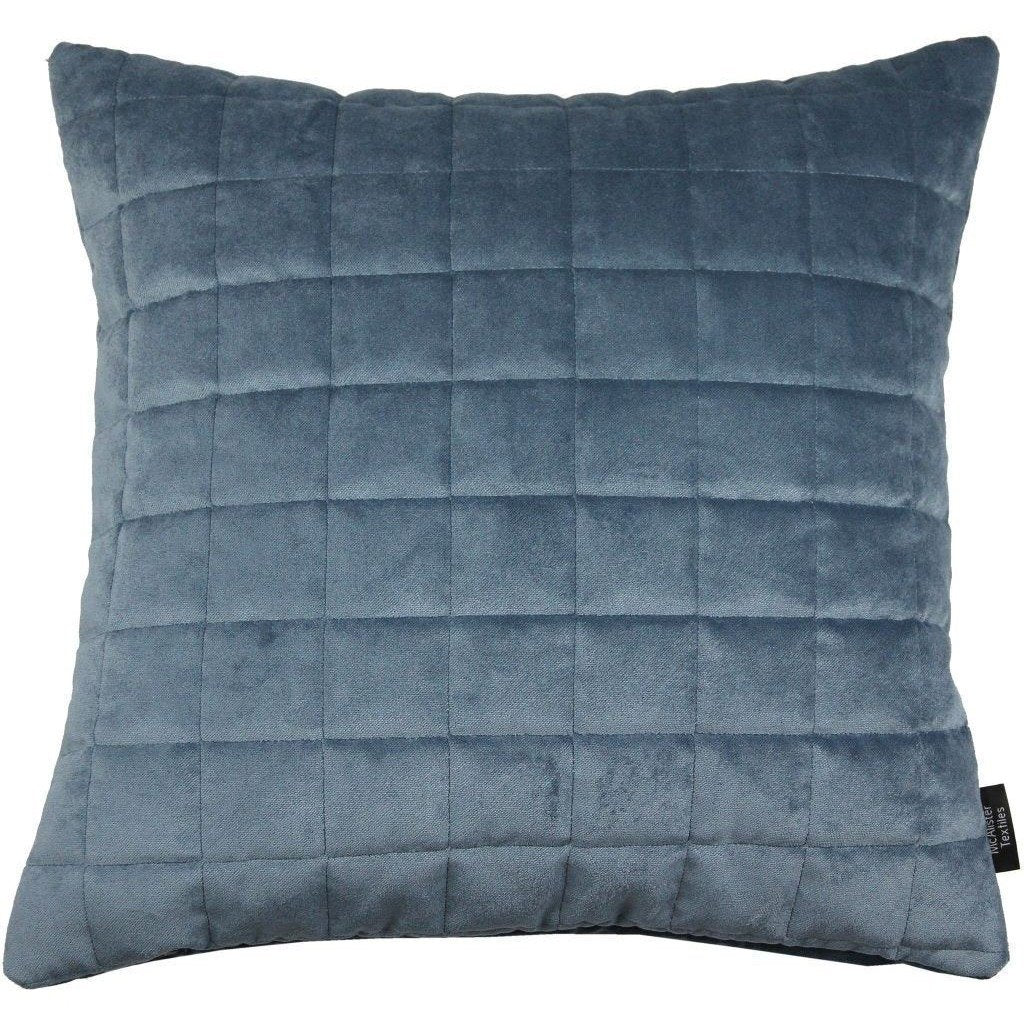 McAlister Textiles Square Quilted Dark Blue Velvet Cushion Cushions and Covers Cover Only 43cm x 43cm 