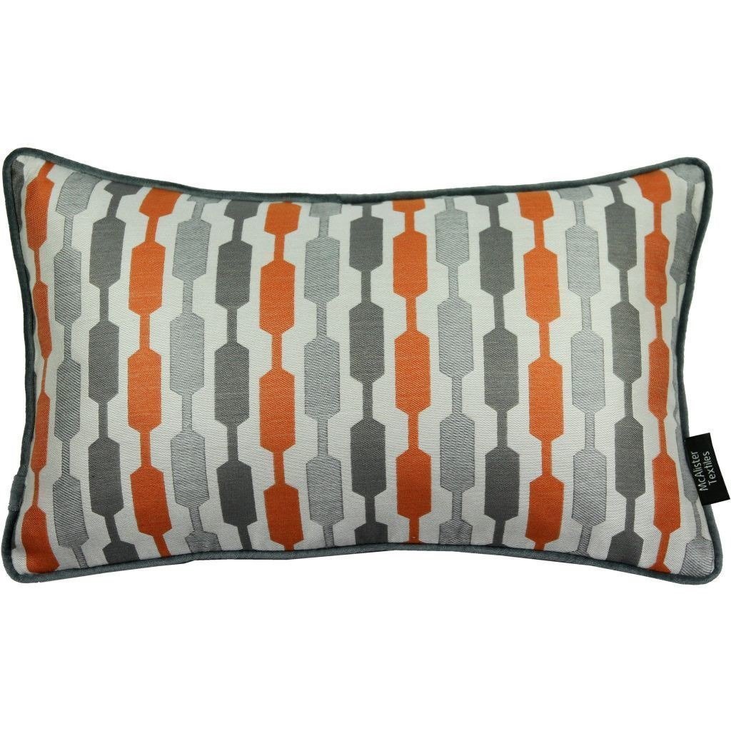 McAlister Textiles Lotta Burnt Orange + Grey Cushion Cushions and Covers Cover Only 50cm x 30cm 