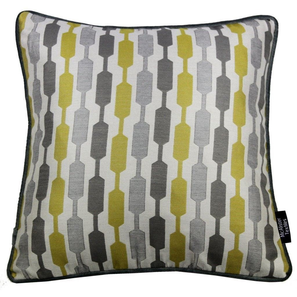 McAlister Textiles Lotta Ochre Yellow + Grey Cushion Cushions and Covers Cover Only 43cm x 43cm 