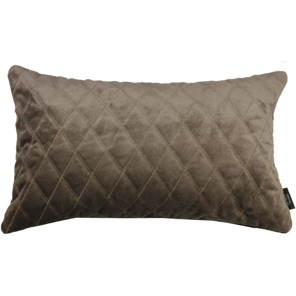 McAlister Textiles Diamond Quilted Mocha Brown Velvet Cushion Cushions and Covers Cover Only 50cm x 30cm 