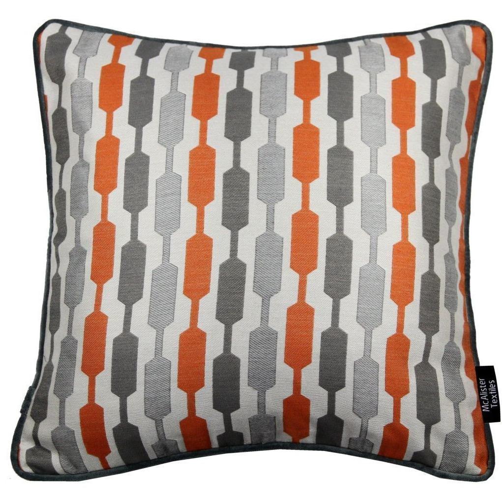 McAlister Textiles Lotta Burnt Orange + Grey Cushion Cushions and Covers Cover Only 43cm x 43cm 