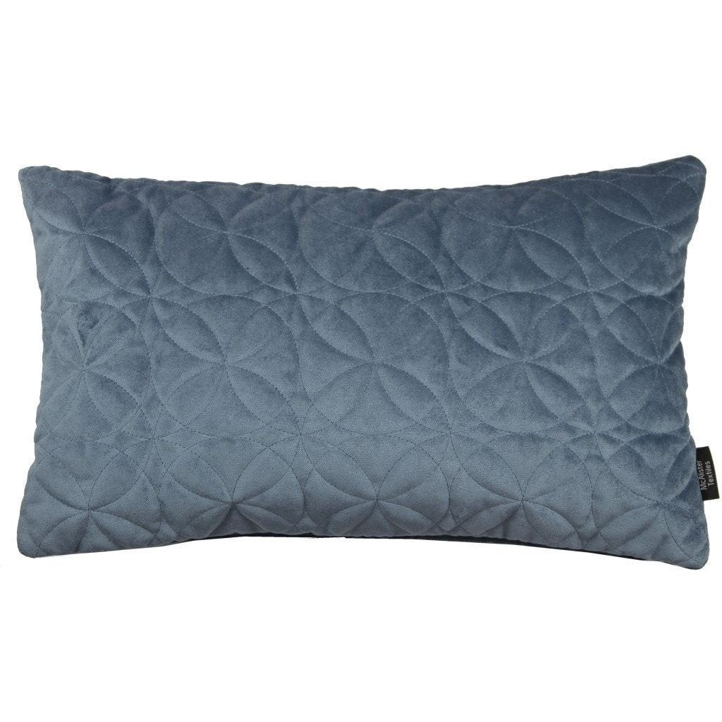 McAlister Textiles Round Quilted Dark Blue Velvet Cushion Cushions and Covers Cover Only 50cm x 30cm 