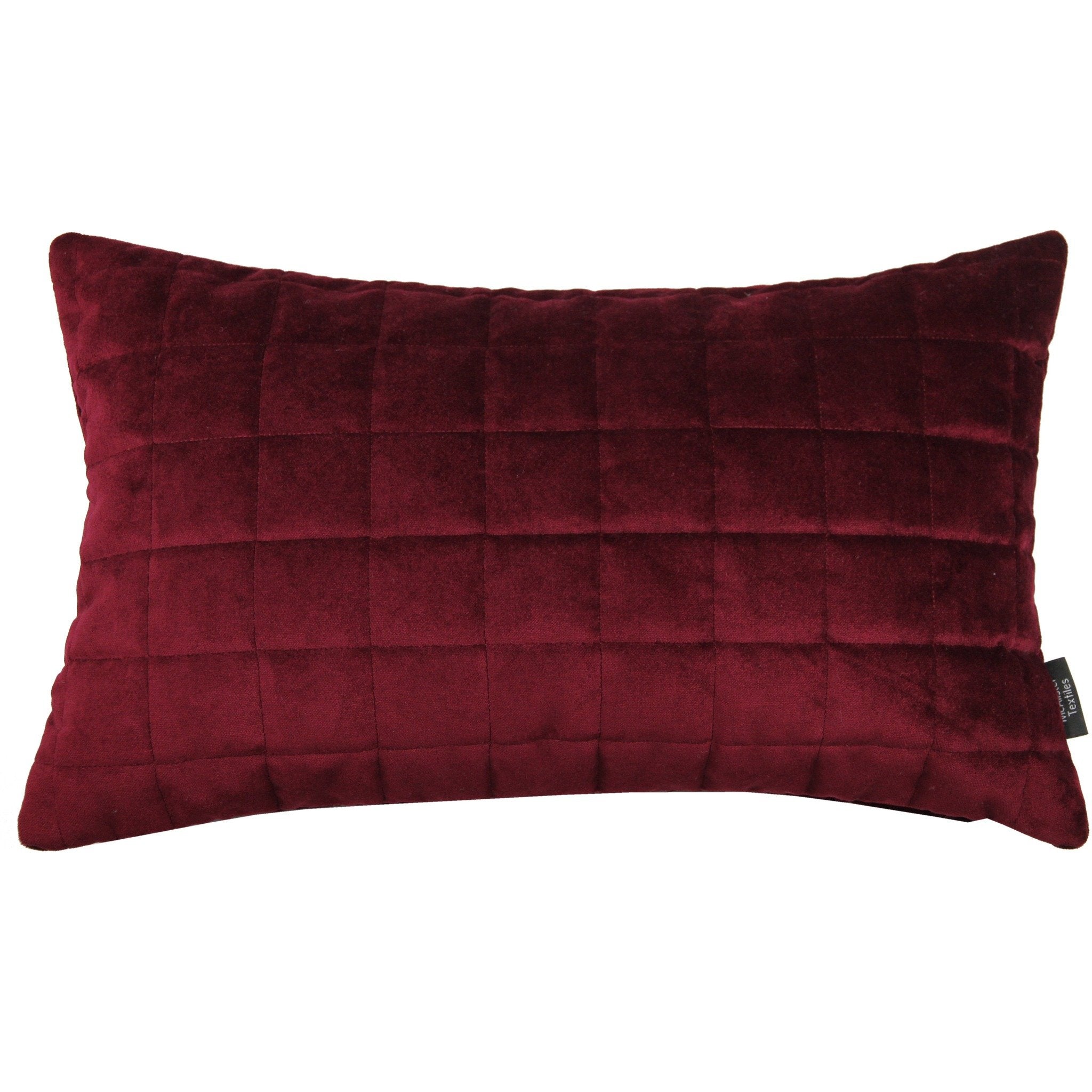 McAlister Textiles Square Quilted Wine Red Velvet Cushion Cushions and Covers Cover Only 50cm x 30cm 