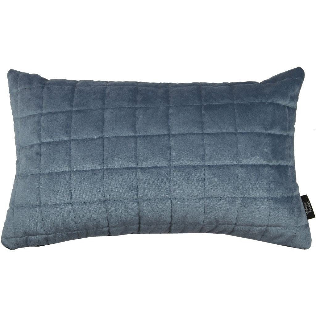 McAlister Textiles Square Quilted Dark Blue Velvet Cushion Cushions and Covers Cover Only 50cm x 30cm 