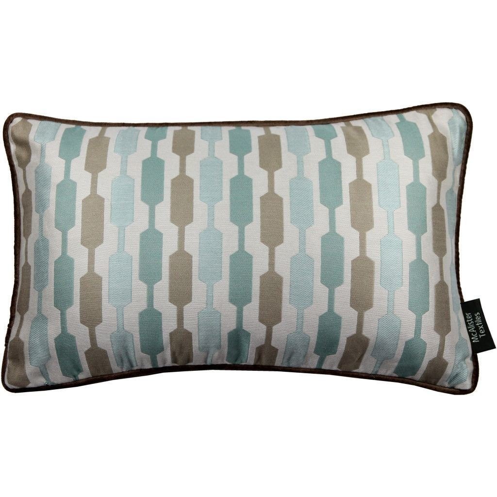 McAlister Textiles Lotta Duck Egg Blue + Brown Cushion Cushions and Covers Cover Only 50cm x 30cm 