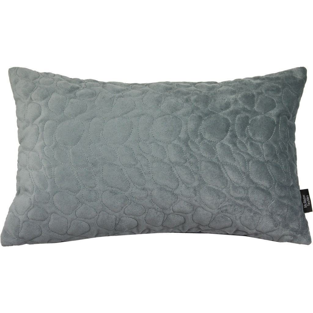 McAlister Textiles Pebble Quilted Silver Grey Velvet Cushion Cushions and Covers Cover Only 50cm x 30cm 