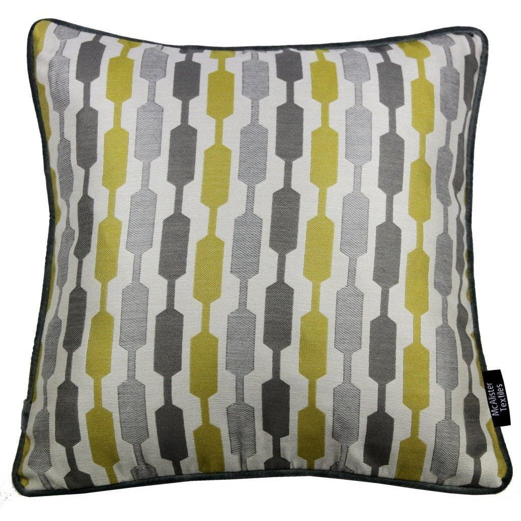 McAlister Textiles Lotta Ochre Yellow + Grey Cushion Cushions and Covers Cover Only 43cm x 43cm