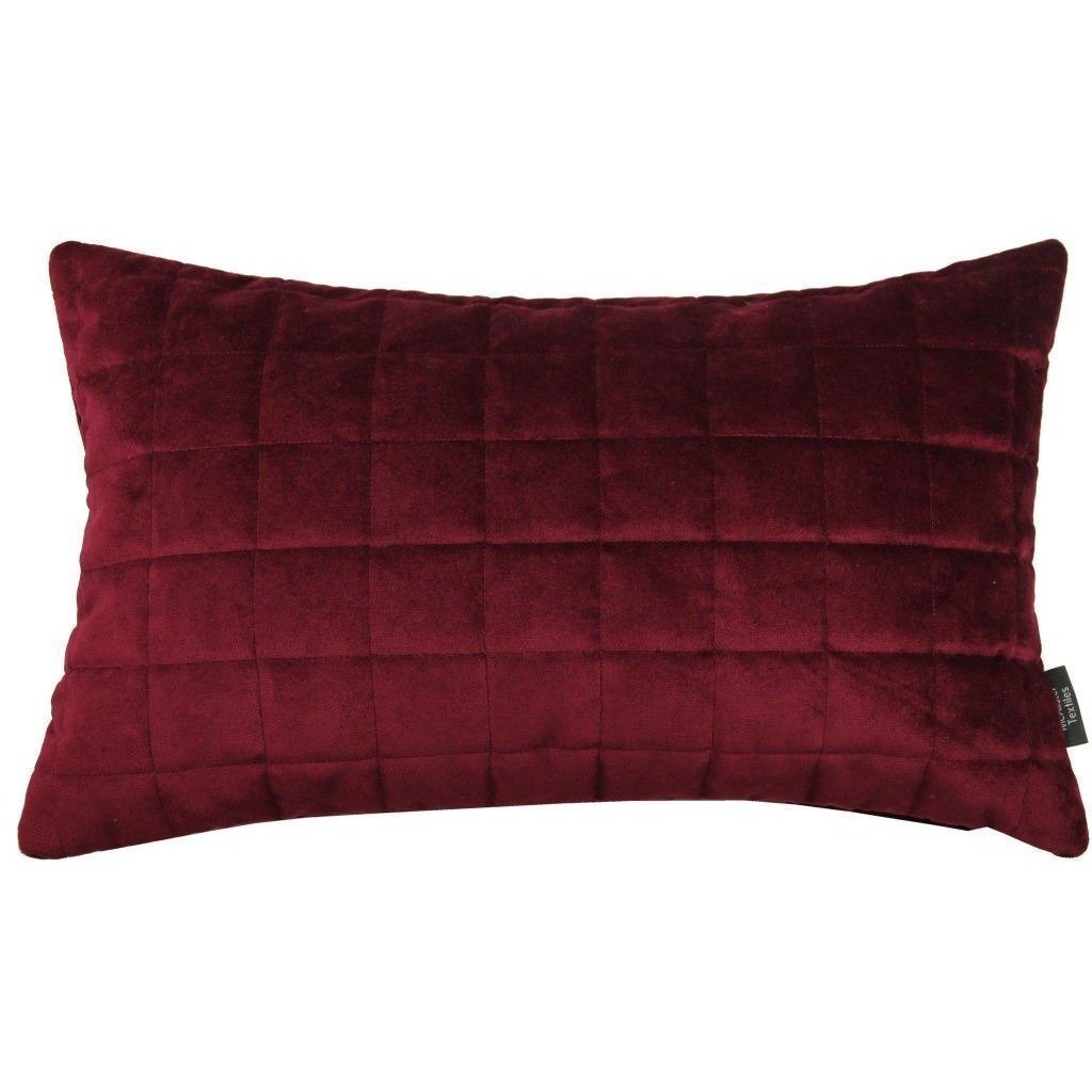 McAlister Textiles Square Quilted Wine Red Velvet Pillow Pillow Cover Only 50cm x 30cm 