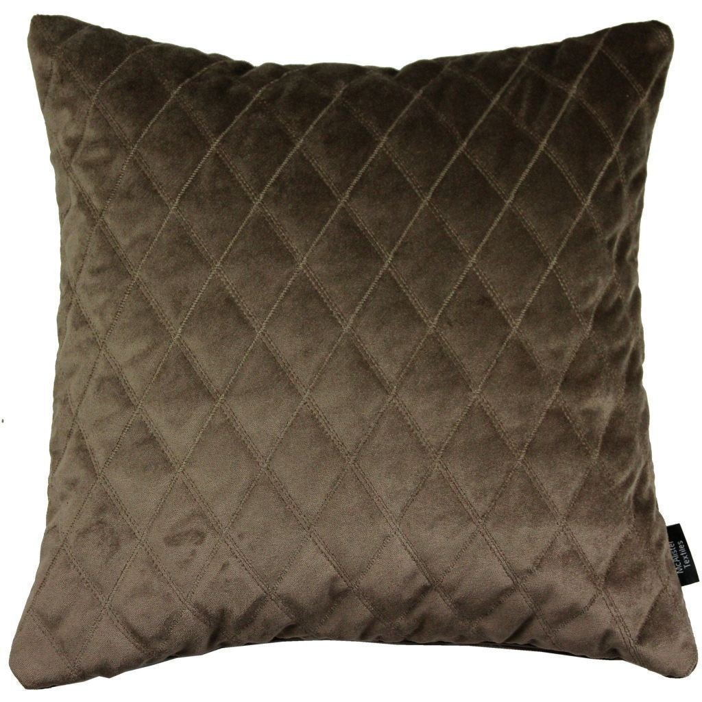 McAlister Textiles Diamond Quilted Mocha Brown Velvet Cushion Cushions and Covers Cover Only 43cm x 43cm 