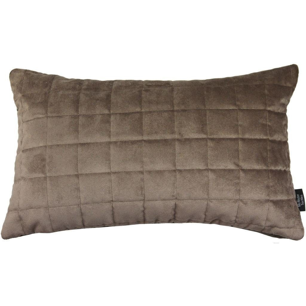 McAlister Textiles Square Quilted Mocha Brown Velvet Cushion Cushions and Covers Cover Only 50cm x 30cm 