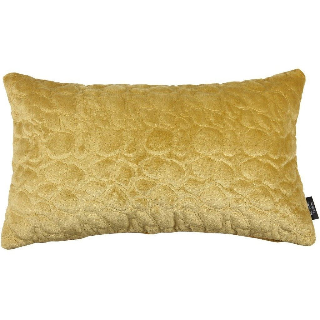 McAlister Textiles Pebble Quilted Yellow Gold Velvet Cushion Cushions and Covers Cover Only 50cm x 30cm 