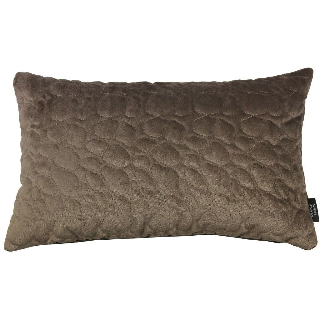 McAlister Textiles Pebble Quilted Mocha Brown Velvet Cushion Cushions and Covers Cover Only 50cm x 30cm 