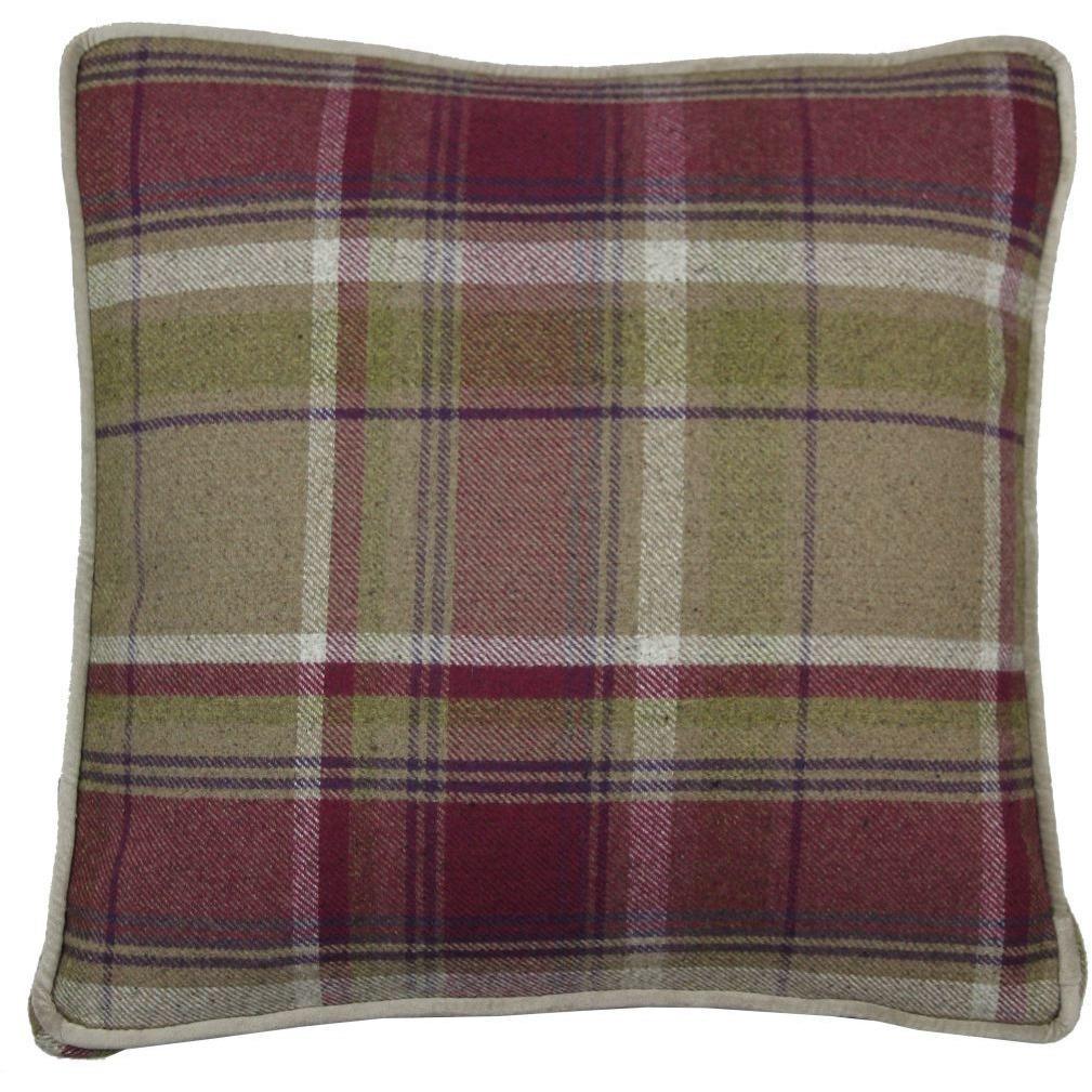 McAlister Textiles Deluxe Large Tartan Purple + Green Box Cushion 50cm x 50cm x 5cm Box Cushions 